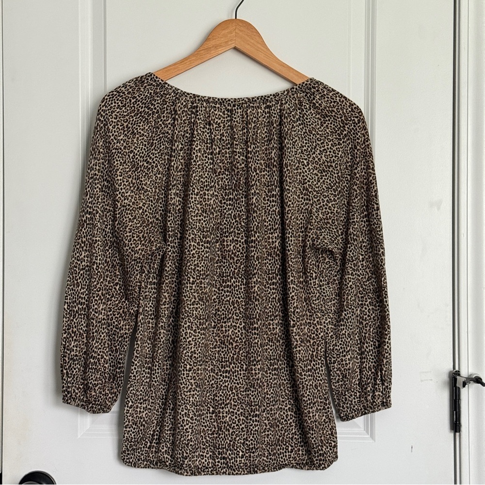 Michael Kors Leopard Print Women’s Peasant Top | … - image 2